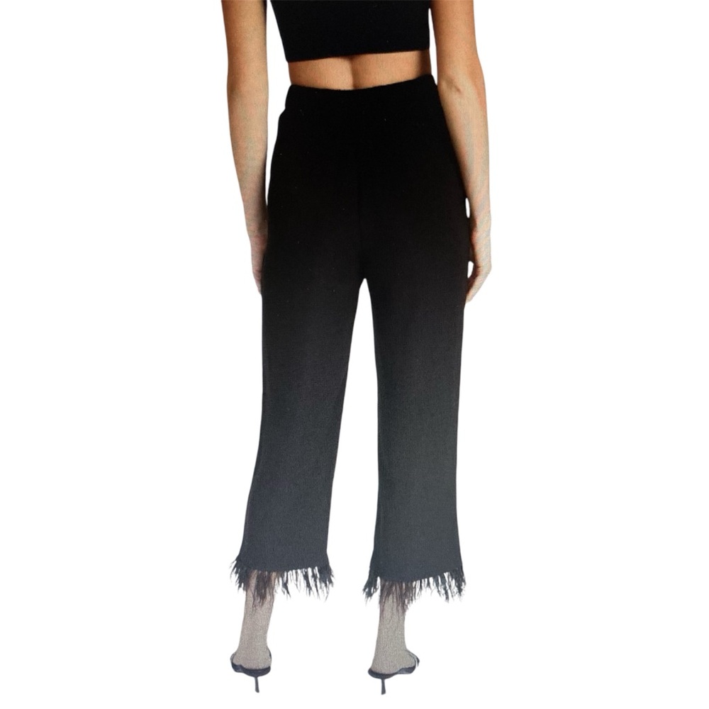 WAYF | ‘Romee’ Feather Trim Pants | Black Cropped Suiting | NWT Sz M